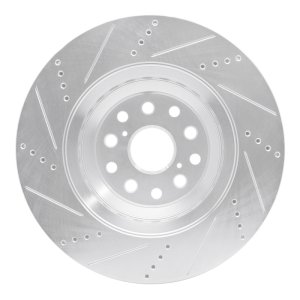 Lexus LS600h Brake Rotor (1) - Right Front - R1 Concepts - Drilled & Slotted - Silver - `07-`23